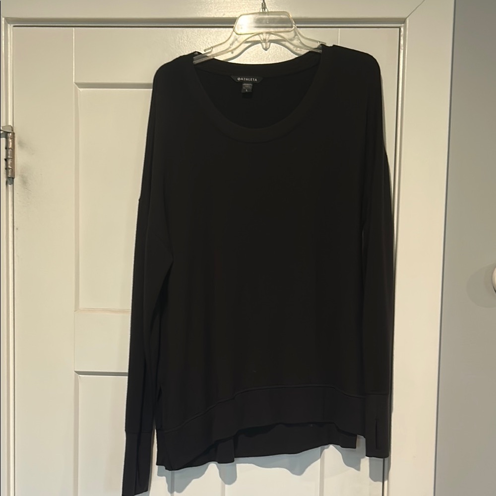 Athleta Black Crew Neck Top Lightweight Knit